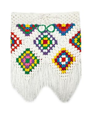 NESSI BYRD Kids' Colorful Shapes Hand-Crochet Skirt-Cover Up - White