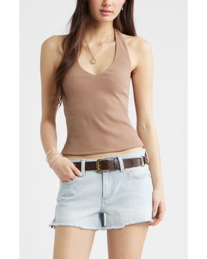 BP. V-Neck Rib Halter Top - Blue