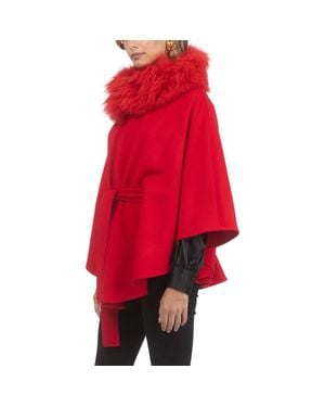 Gorski Wool Belted Cape - Red