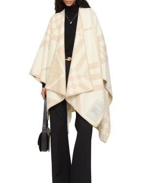 Burberry Check Wool & Cashmere Cape - Natural