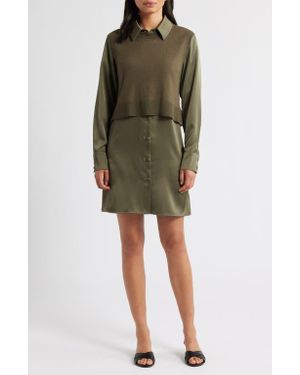 Sam Edelman Layered Mixed Media Dress - Green