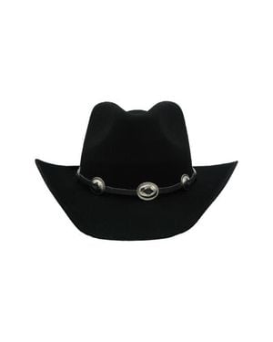MODERN MONARCHIE Texan Buckle Trim Wool Cowboy Hat - Black