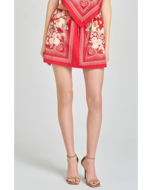 Wayf Luna Scarf Print Miniskirt - Red