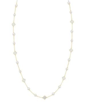 Effy 14K Mother-Of-Pearl & Freshwater Pearl Clover Station Necklace - White