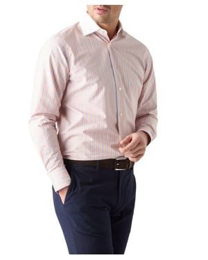 Robert Talbott Reynolds Multi Stripe Light Weight Poplin Shirt - Pink
