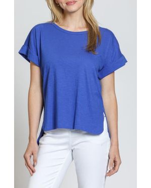 Apny High-Low Hem Cuffed T-Shirt - Blue