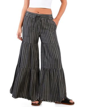 Billy T Fancy Cotton Blend Tiered Pants - Black