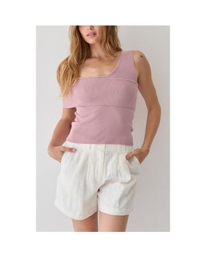 Crescent One Shoulder Knit Top - Pink