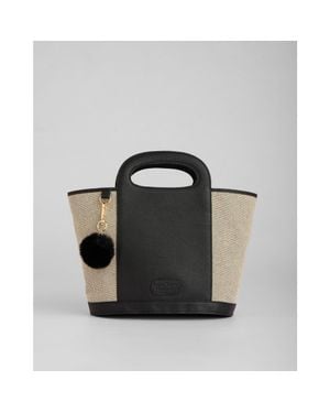 Pom Pom London Berwick Canvas & Leather Bag - Black