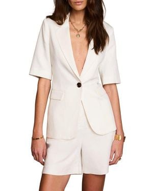 Mint Velvet Linen Blend Short Sleeve Blazer - White