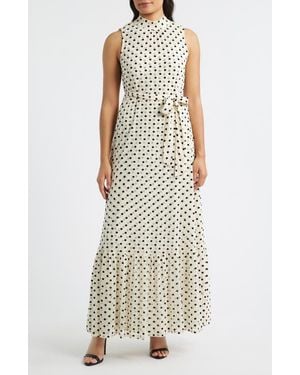 Julia Jordan Polka Dot Sleeveless Gown - Multicolor