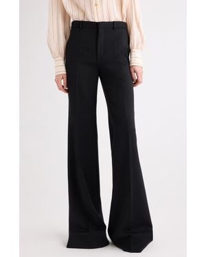Chloé Virgin Wool Grain De Poudre Flare Pants - Black