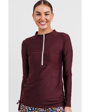 Calypsa Half-Zip Nora Swim Top - Purple