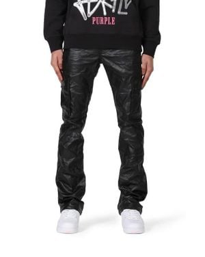 Purple Brand Slim Boot Cut Coated Cargo Pants - Black