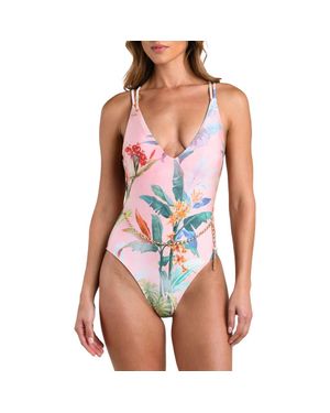 L'Agence Colorful Palm Breana One-Piece Swimsuit - Blue