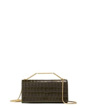 Veronica Beard Barre Croc Embossed Leather Clutch - Green