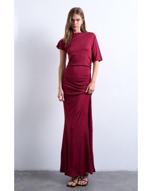 TOPSHOP Asymmetric Slinky Maxi Dress - Red