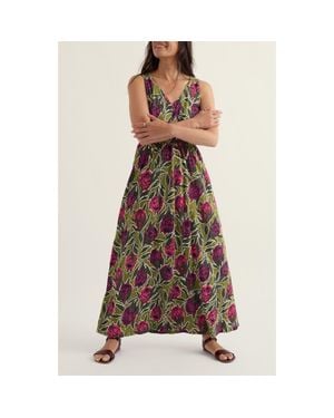 Seasalt Cornwall Polmanter Floral Sleeveless Organic Cotton Jersey Maxi Dress - Brown