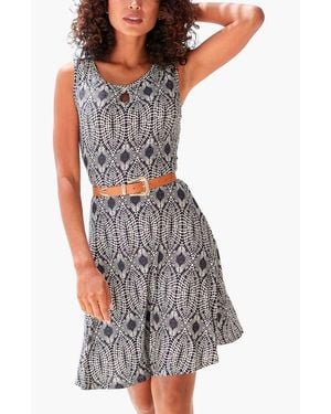 Lascana Sleeveless Keyhole Dress - Gray