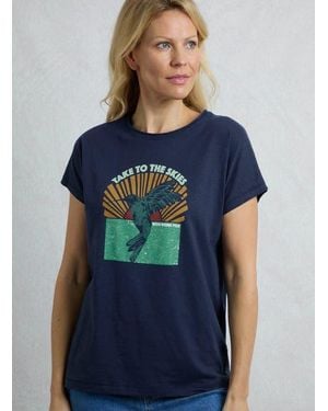 Weird Fish Fly Free Slub Graphic T-Shirt - Blue