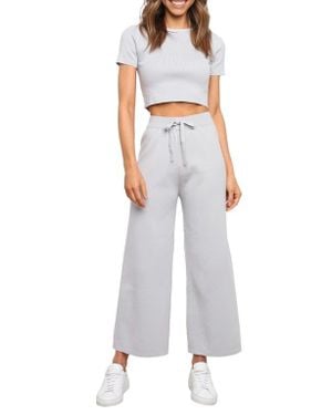 Petal & Pup Ayers Crop Sweater & Wide Leg Pants Set - Gray