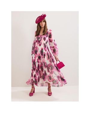 Phase Eight Natalia Floral Pleated Maxi Dress - Pink