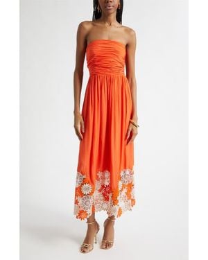 knee length dresses for ladies Milani Embellished Strapless Midi Dress in navy