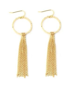 Panacea Circle Tassel French Wire Earrings - White
