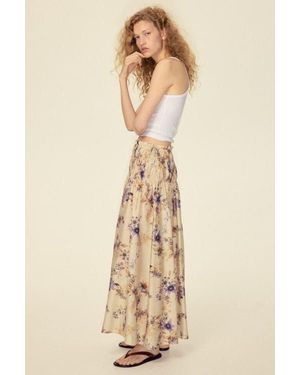 H&M Smocked-Waist Skirt - Natural