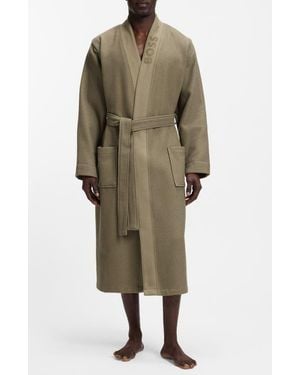 BOSS Waffle Cotton Blend Robe - Green