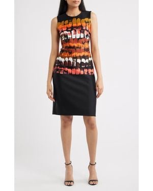 Anne Klein Print Sleeveless Sheath Dress - Black