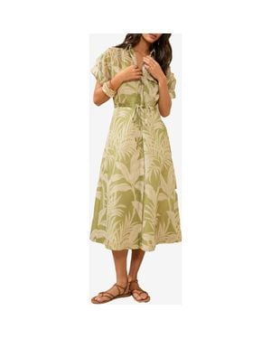 Lipsy Palm Print Short Dress - Yellow
