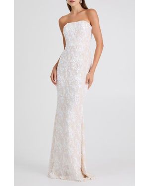 HELSI Helen Sequin Strapless Mermaid Gown - White
