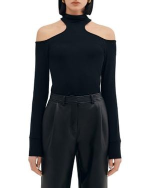 Two Lines by Marcella Cairo Cutout Mock Neck Top - Blue