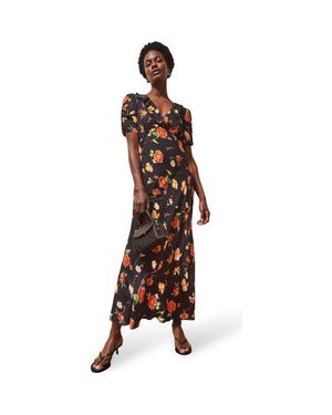 Ro&zo Floral Print Tie Back Dress - Brown
