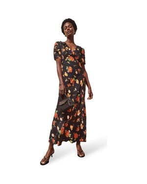 Ro&zo Floral Print Tie Back Dress - Brown