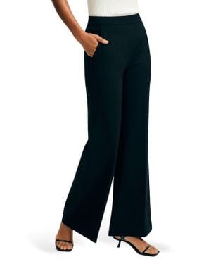 Isaac Mizrahi New York High Waist Ponte Wide Leg Pants - Blue
