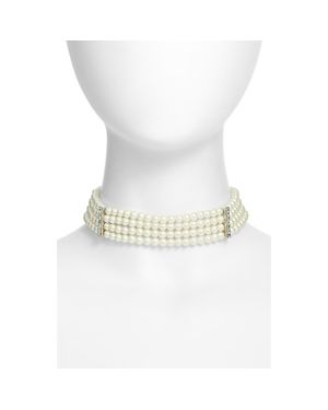 Kenneth Jay Lane Faux Pearl Choker Necklace - White