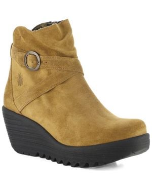 Fly London Loik Platform Wedge Bootie - Brown