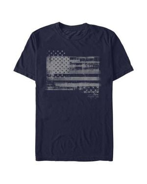 Lost Gods Monochromatic American Flag Graphic T-Shirt - Blue