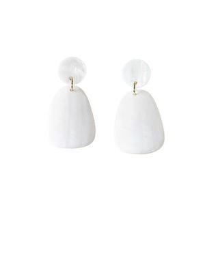 LIKHÂ Mother-Of-Pearl Round & Trapezoid Drop Earrings - White