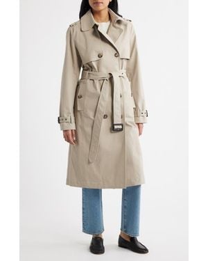Bernardo Belted Stretch Cotton Trench Coat - Natural