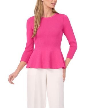 Halogen® Rib Peplum Sweater - Pink