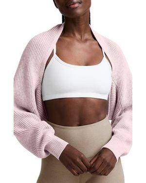 Beyond Yoga Ready For Barre Relaxed Cotton & Wool Shrug - Brown