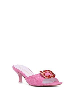 Beautiisoles Eden Kitten Heel Slide Sandal - Pink