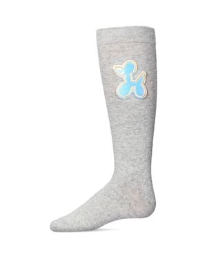 Memoi Iridescent Balloon Dog Knee High Sock - Gray