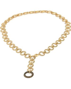 ZARUX Modern Circle Link Necklace With Moissanite Stone - Metallic