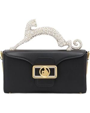 Lanvin Nano Pencil Cat Leather And Rhinestone Bag - Black