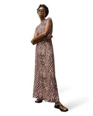Ro&zo Zebra Print Jersey Maxi Dress - Brown