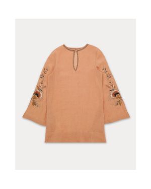 Fortela Georgie Embroidered Linen Blouse - Brown